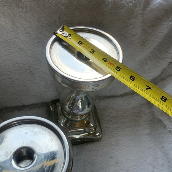 Mercury glass Antiqued Mirror Chunky Candleholder set of 3 glam shabby chic - Picture 10 of 14